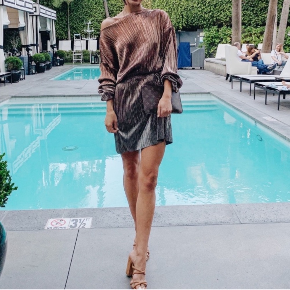 Metallic Plissé Minidress